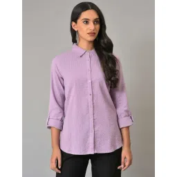W Lavender Cotton Regular Fit Shirt-picture-42