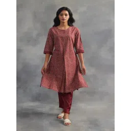 W Maroon Printed Straight Kurta-picture-47