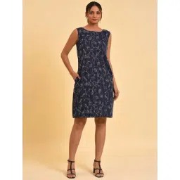 W Navy Cotton Printed Shift Dress image 1