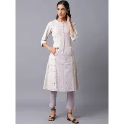 W Off-White Cotton Striped A Line Kurta-picture-28