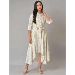 W Off-White Floral Print High-Low Dress-picture-30