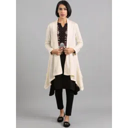 W Off-White Plain Long Cardigan-picture-13