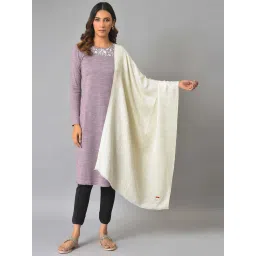 W Off-White Plain Shawl image 1