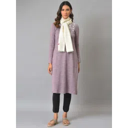 W Off-White Plain Shawl image 2