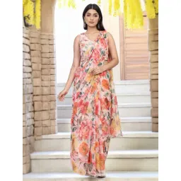 W Peach Floral Saree-picture-32