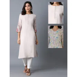 W Pink & White Printed Kurta - Pack of 2-picture-31