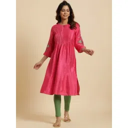 W Pink Embroidered Straight Kurta-picture-29