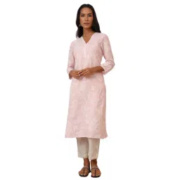 W Pink Floral Print Kurta-picture-30
