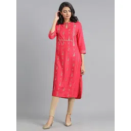 W Pink Paisley Printed Straight Kurta-picture-41