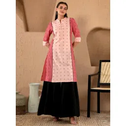 W Red Embroidered Straight Kurta-picture-31