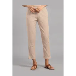 W Beige Cotton Elasticated Trousers-picture-29