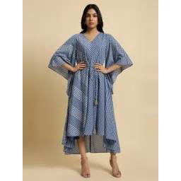 W Blue Printed Assymetric Dress-picture-47