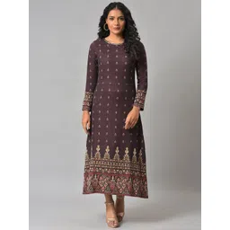 W Brown Ethnic Motifs Ethnic Maxi Dress-picture-37