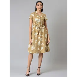 W Brown Printed Shirt Dress-picture-27