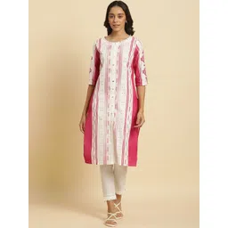 W Ethnic Motif Printed Pure Cotton Straight Kurta-picture-22