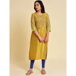 W Ethnic Motifs Embroidered Straight Kurta With Leggings-picture-35