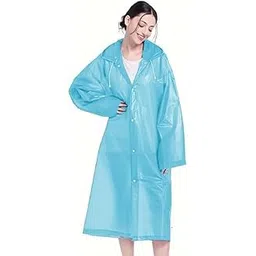 w+ EVA Waterproof Rain Coat Hooded Universal Outdoor Water Resistant Portable Suit for Men Women Boys & Girls (Light Blue)-picture-23
