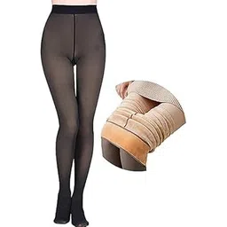 w+ Fleece Lined Women Translucent Fleece Pantyhose Winter Warm Fake Translucent Black Tights-picture-38