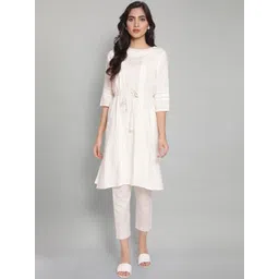 W Women Beige Striped Thread Work Kurta-picture-36