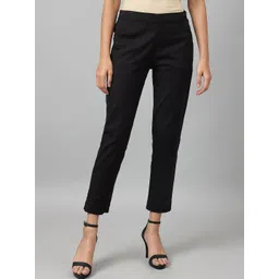 W Women Black Comfort Slim Fit Cropped Trousers-picture-43