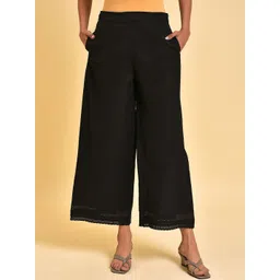 W Women Black Mid Rise Culottes-picture-10