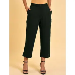 W Women Black Pleated Comfort Culottes Trousers-picture-31