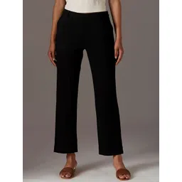 W Women Black Solid Regular Fit Trouser-picture-32