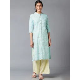 W Women Blue & Brown Printed Kurta-picture-42