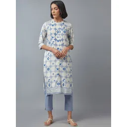 W Women Blue Geometric Printed Kurta-picture-30