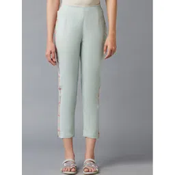W Women Blue Slim Fit Trousers-picture-18