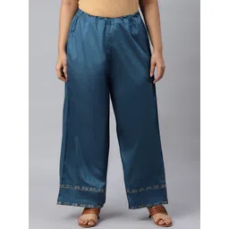 W Women Blue Solid Palazzos-picture-31