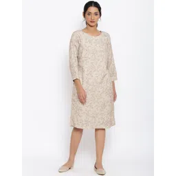 W Women Brown Floral Printed A-Line Dress-picture-39