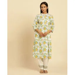 w Women Floral Print Straight Kurta-picture-25