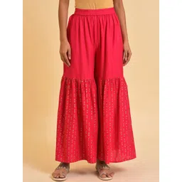 W Women Geometric Printed Flared Ethnic Sharara Pants-picture-21