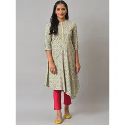 W Women Green Floral Printed Kurta-picture-34