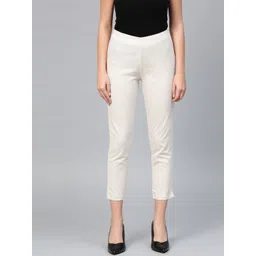 W Women Off-White Solid Cropped Regular Trousers-picture-19