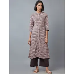 W Women Pink & Black Ethnic Motifs Printed Kurta-picture-35