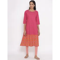 W Women Pink Ethnic Motifs Printed A-Line Kurta-picture-33