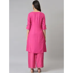 W Women Pink Printed Sequined Embellished Kurta image 5