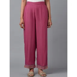 W Women Pink Slim Fit Trousers-picture-41