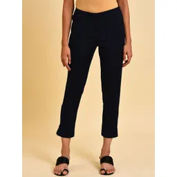 W Women Slim Fit Mid-Rise Cropped Trousers-picture-19