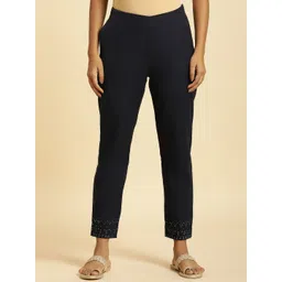 W Women Slim Fit Mid-Rise Plain Regular Trousers-picture-36