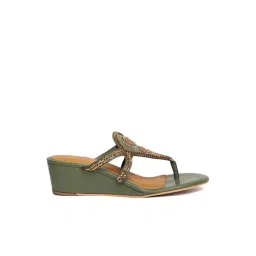 W Women's Whannah Olive Thong Wedges-picture-12