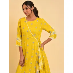 W Yellow & Pink Floral Printed Culotte Jumpsuit image 5