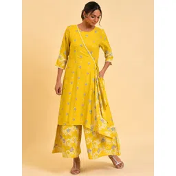 W Yellow & Pink Floral Printed Culotte Jumpsuit image 2