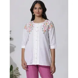 W White Cotton Embroidered Top-picture-27