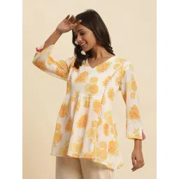 W White Cotton Floral Print Top-picture-23