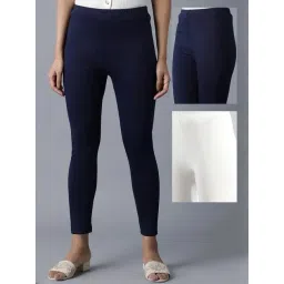 W White Cotton Plain Leggings (Pack of 2)-picture-24