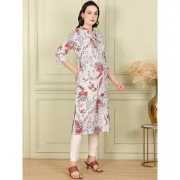 W White Cotton Printed Straight Kurta image 4