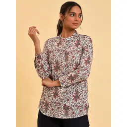 W White Ethnic Motifs Printed Pure Cotton Shirt Style Top-picture-27